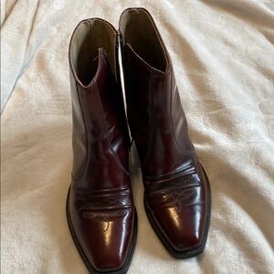 Vintage 80’s Men's Burgundy Leather Ankle Boots, size 10